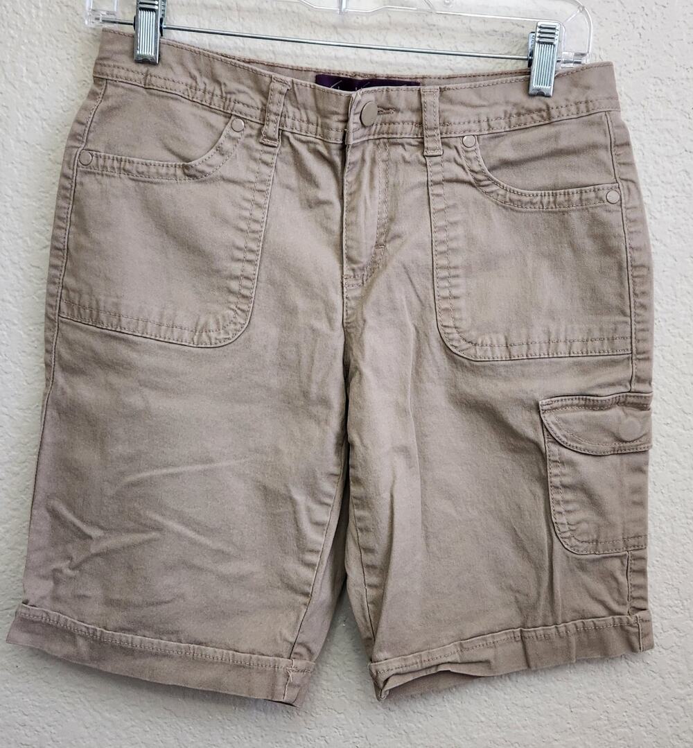 Gloria Vanderbilt Tan Brown Cargo Shorts 6P Lightweight Side Pocket Soft